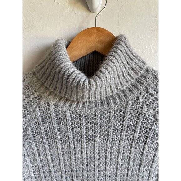 Lauren Ralph Lauren Size Small Gray Striped Alpaca Wool Blend Turtleneck Sweater - Picture 3 of 7